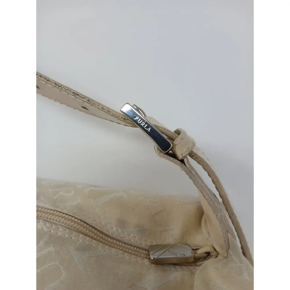 Furla Shoulder Bag Beige And Brown Color Nylon And Leather Used